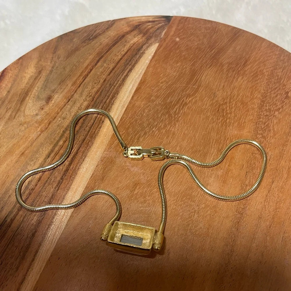 Vintage Givenchy Gold Necklace Blue Stone - Picture 9 of 9